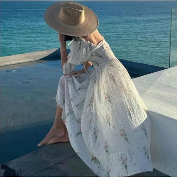 Doen Dresses & Skirts - Doen Bijou Dress Painted Bouquet Floral Printed Smocked Maxi Size M